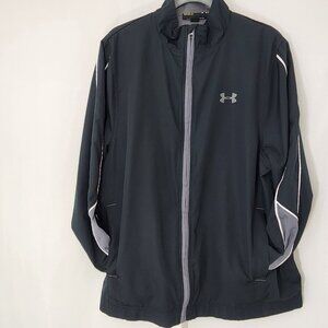 Under Armour Men's Track Jacket - Grey and white on the sleeves - Size Large